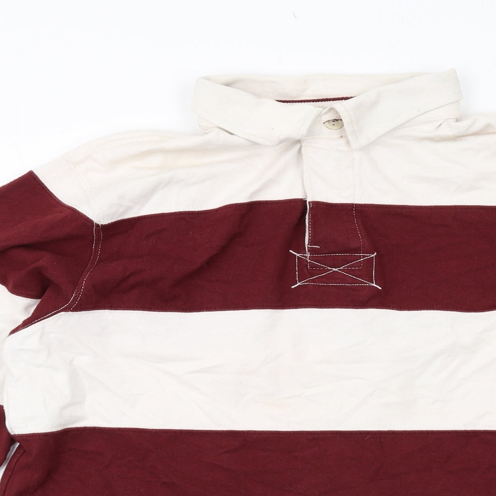 Old Navy Mens Red Striped Cotton Polo Size XL Collared Button
