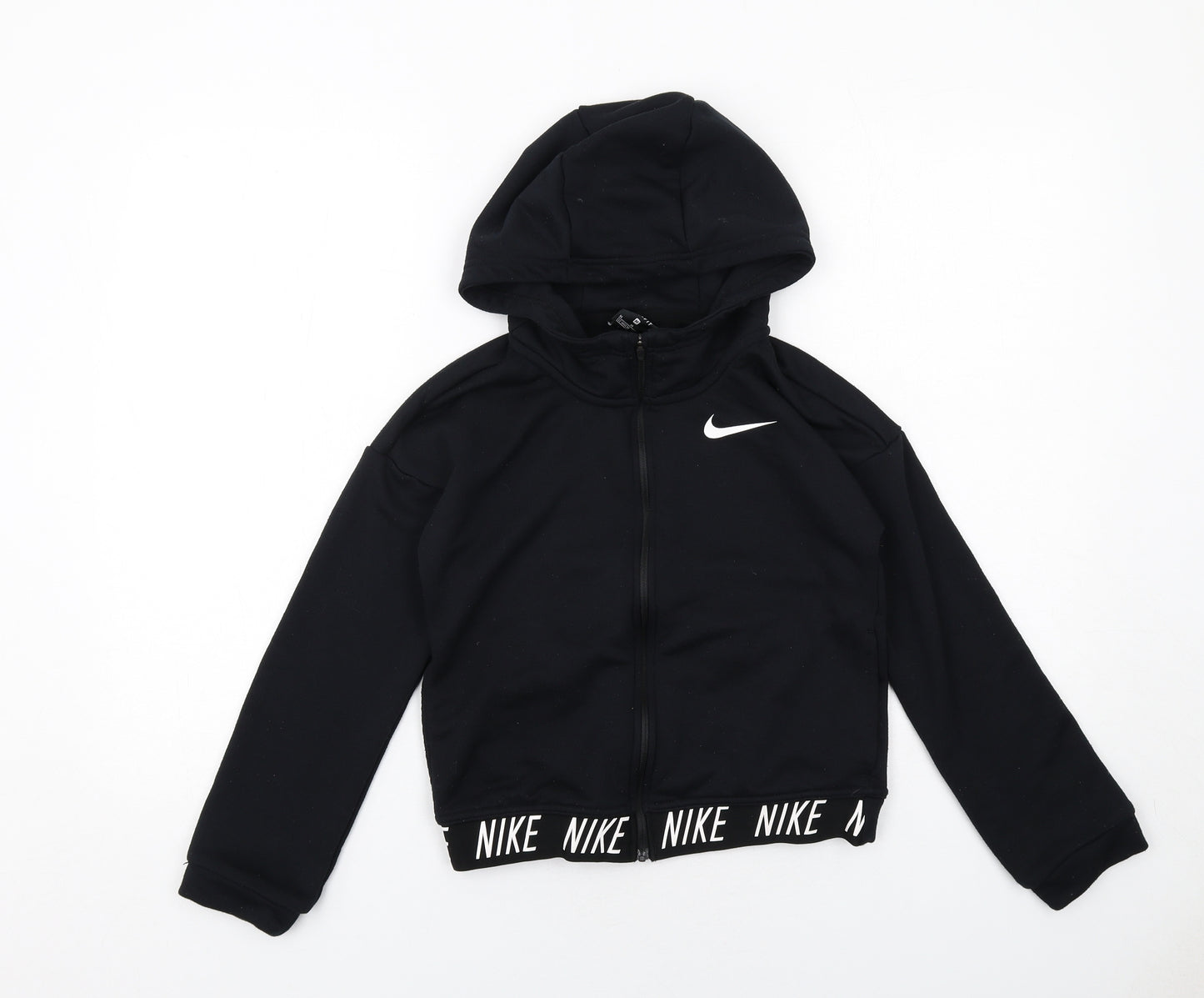 Nike Girls Black Polyester Pullover Hoodie Size 10-11 Years Zip