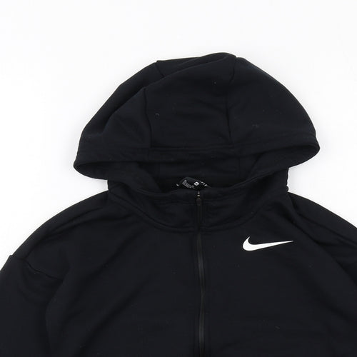 Nike Girls Black Polyester Pullover Hoodie Size 10-11 Years Zip