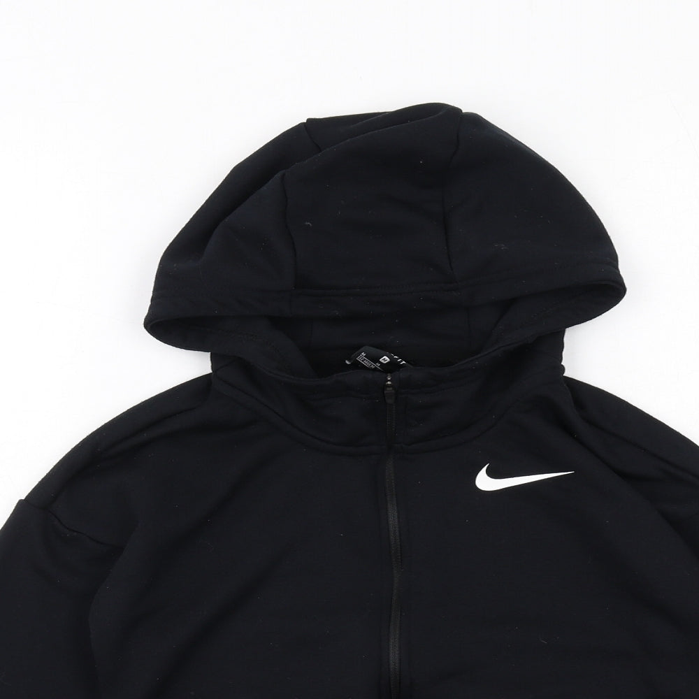 Nike Girls Black Polyester Pullover Hoodie Size 10-11 Years Zip