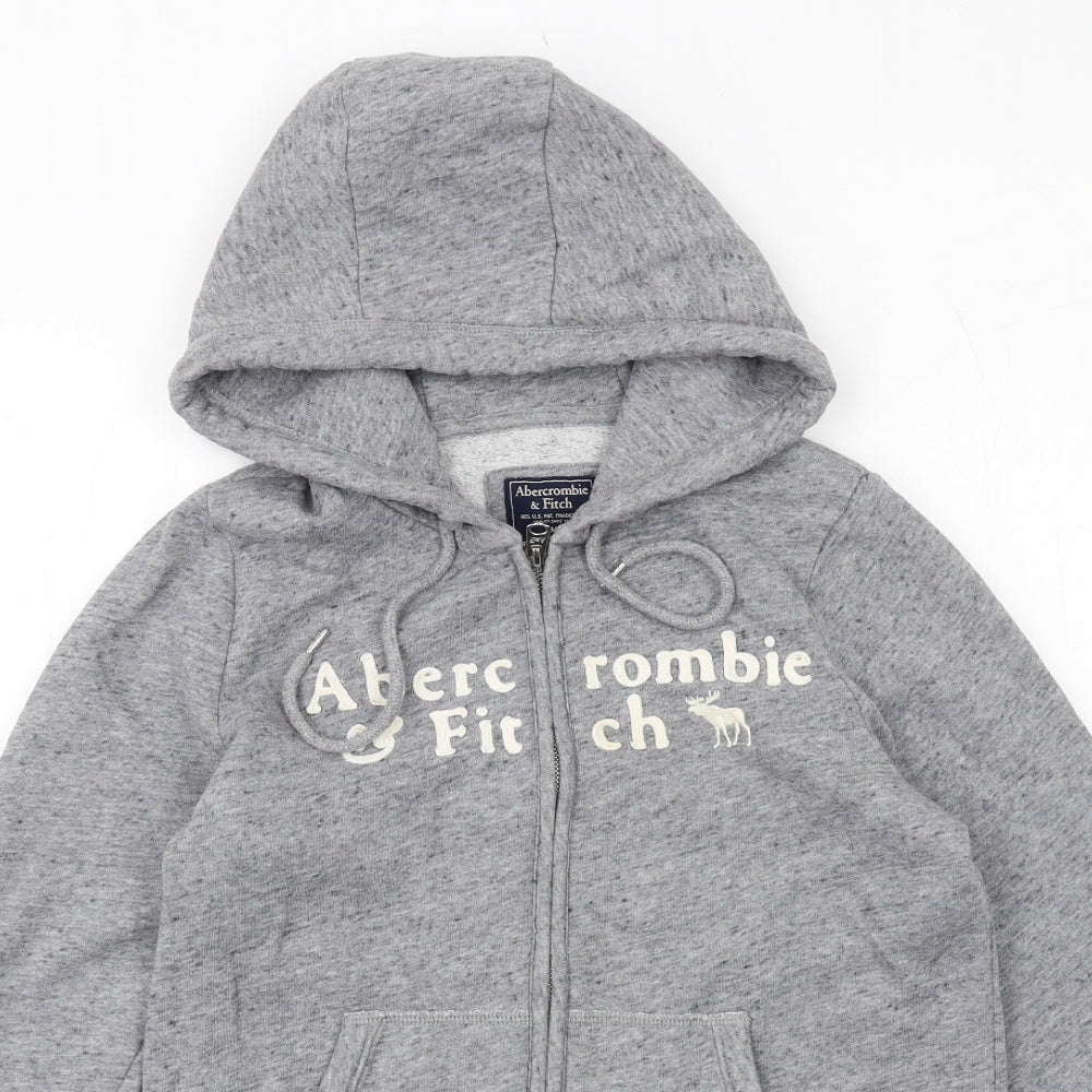 Abercrombie & Fitch Womens Grey Cotton Full Zip Hoodie Size M Zip
