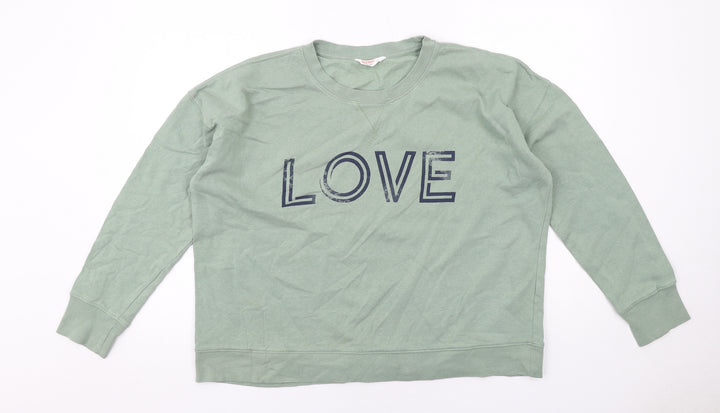 John Lewis Womens Green Cotton Pullover Sweatshirt Size L Pullover - Love