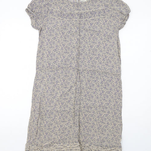 nice things Womens Blue Geometric Polyester A-Line Size S Round Neck Button