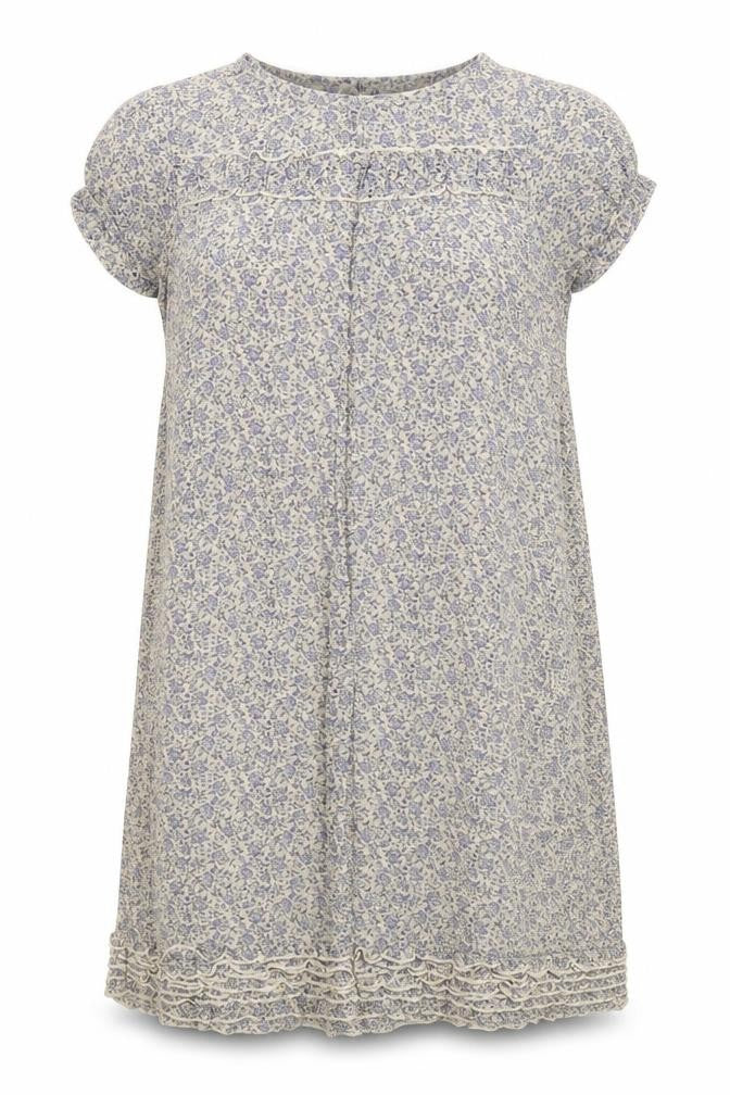 Front view of nice things women’s blue geometric polyester a-line, size S, round neck button