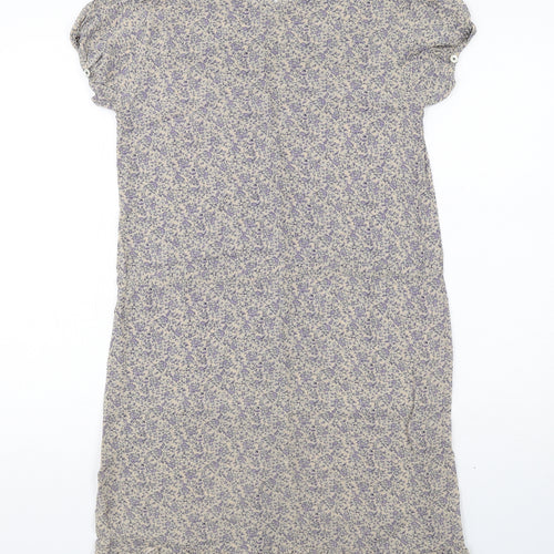 nice things Womens Blue Geometric Polyester A-Line Size S Round Neck Button