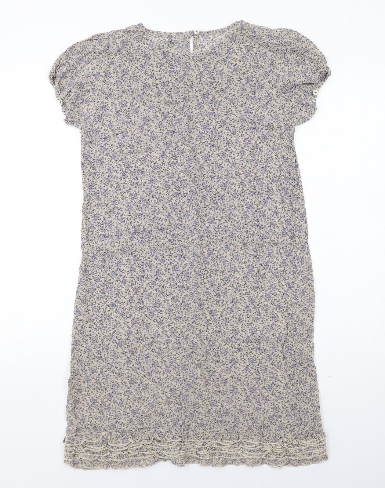 nice things Womens Blue Geometric Polyester A-Line Size S Round Neck Button