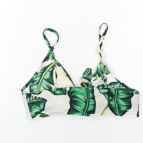 prettylitt Womens Green Geometric Polyester Cropped Tank Size 10 V-Neck - Bralette