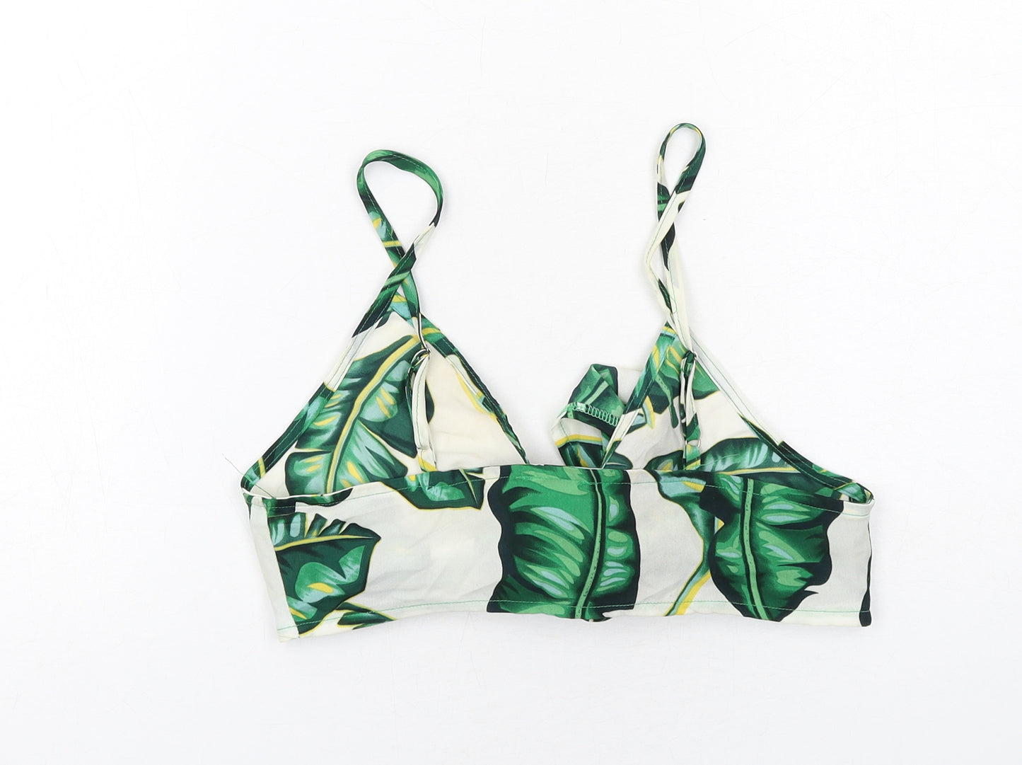 prettylitt Womens Green Geometric Polyester Cropped Tank Size 10 V-Neck - Bralette