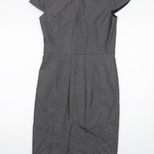 The Collection Womens Black Geometric Polyester Shift Size 6 Square Neck Zip
