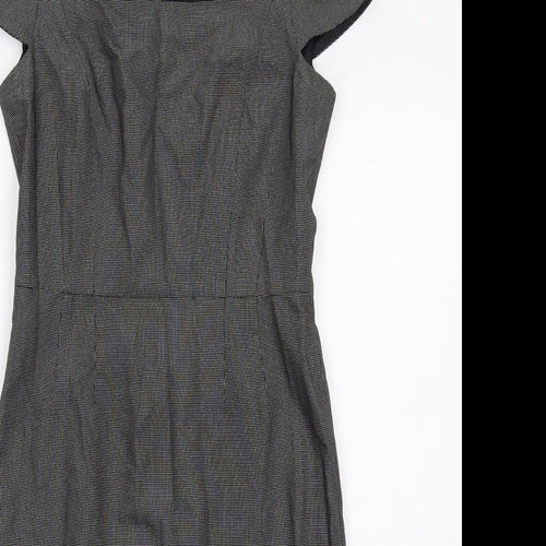 The Collection Womens Black Geometric Polyester Shift Size 6 Square Neck Zip