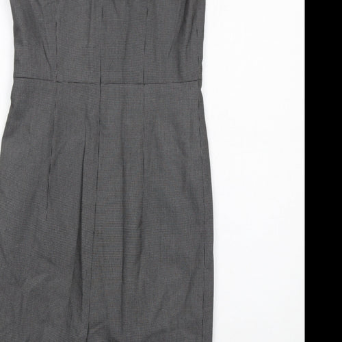 The Collection Womens Black Geometric Polyester Shift Size 6 Square Neck Zip