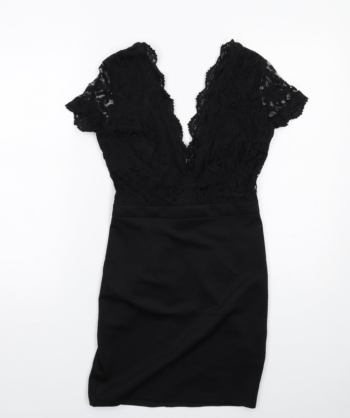Missguided Womens Black Polyester Shift Size 10 V-Neck Zip