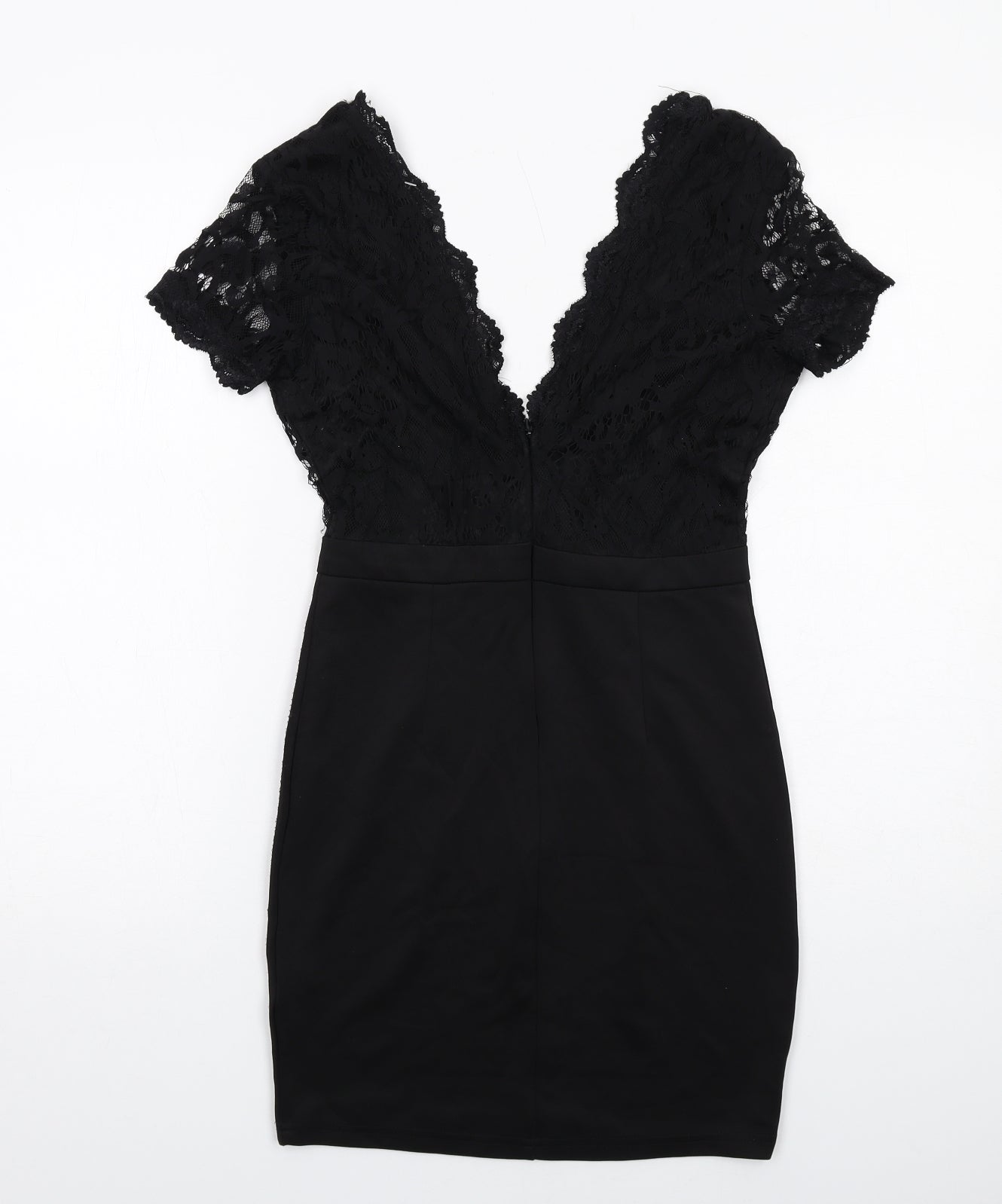 Missguided Womens Black Polyester Shift Size 10 V-Neck Zip