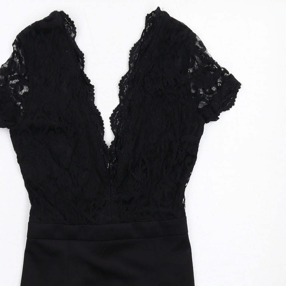 Missguided Womens Black Polyester Shift Size 10 V-Neck Zip