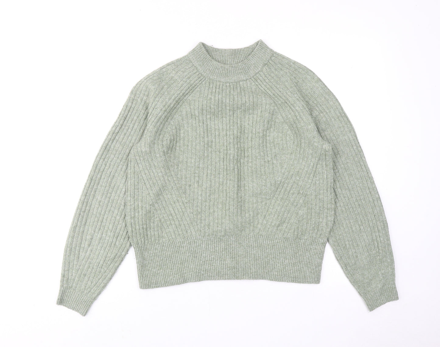 Marks and Spencer Womens Green Round Neck Acrylic Pullover Jumper Size S