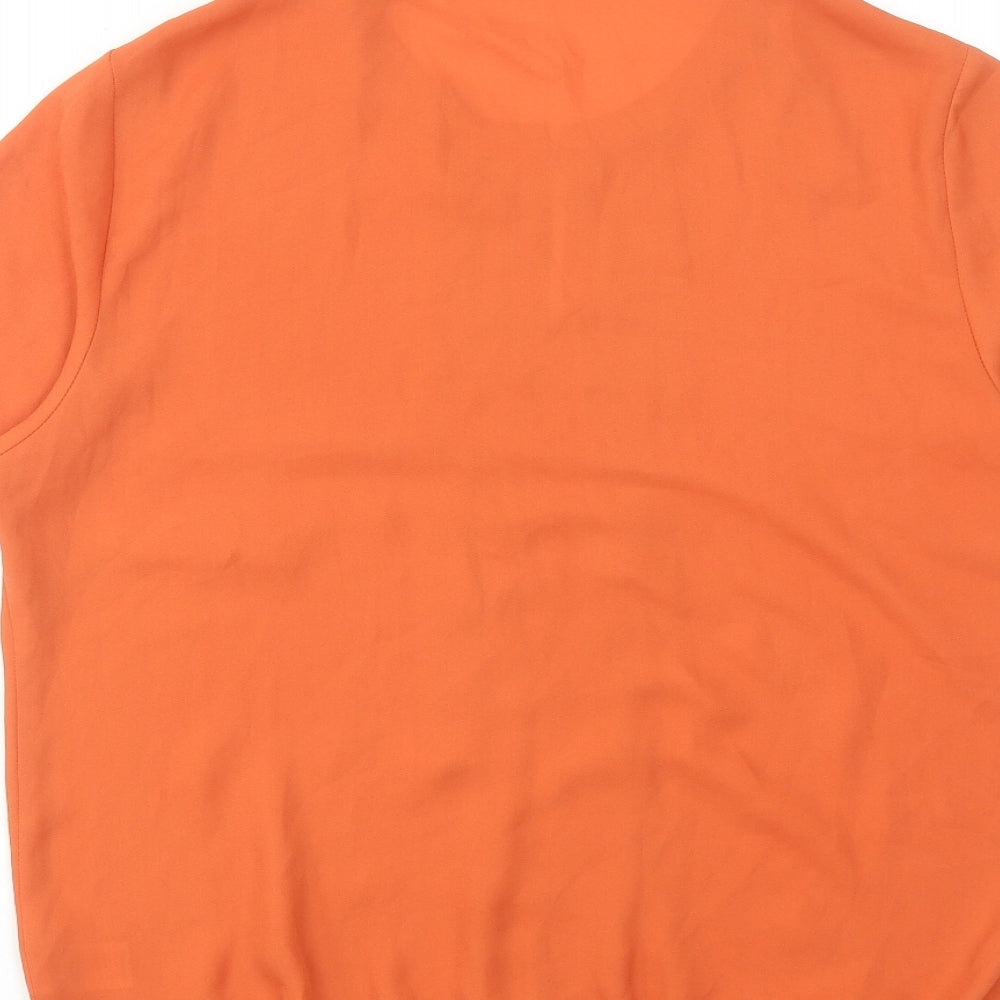 Bonmarché Womens Orange Polyester Basic Blouse Size 12 Round Neck - Front Pleat Detail