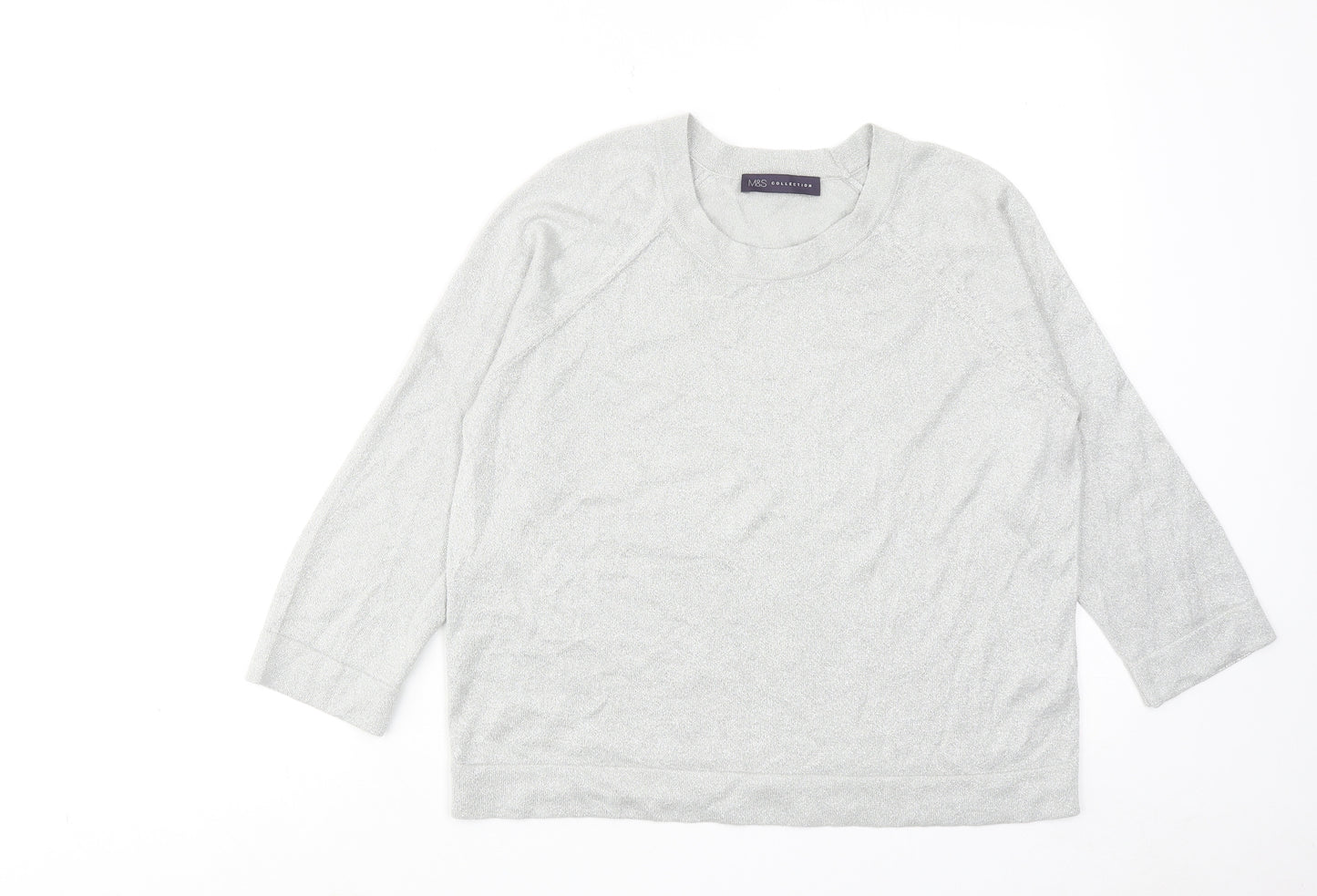 Marks and Spencer Womens Silver Round Neck Viscose Pullover Jumper Size 10