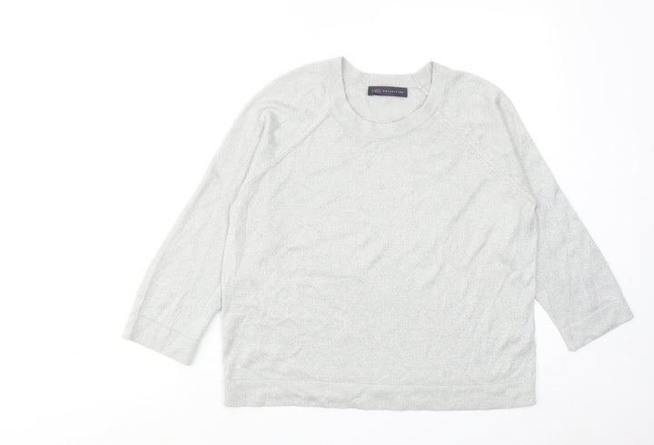 Marks and Spencer Womens Silver Round Neck Viscose Pullover Jumper Size 10