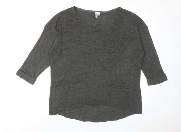 H&M Womens Green Round Neck Acrylic Pullover Jumper Size L