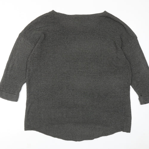 H&M Womens Green Round Neck Acrylic Pullover Jumper Size L