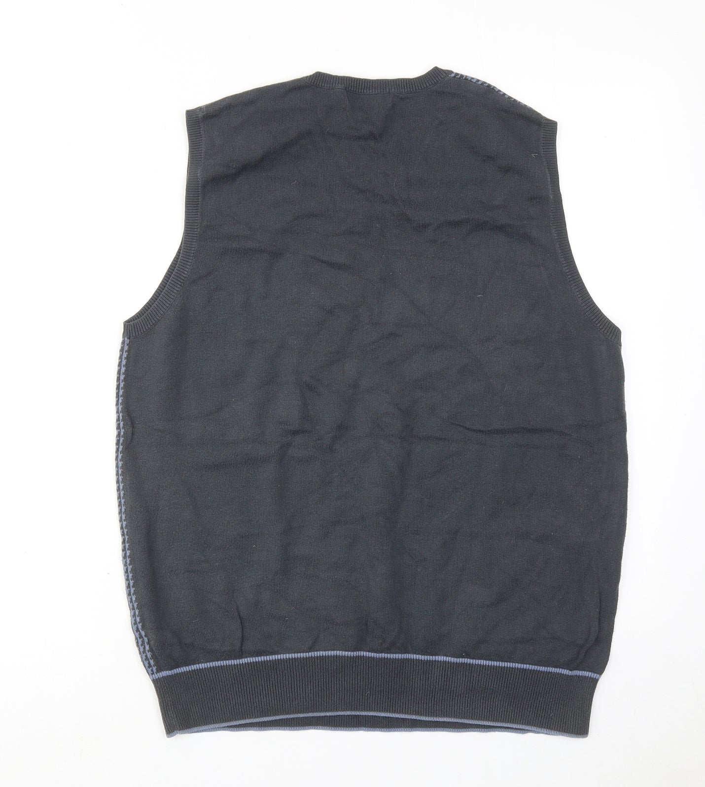 Autograph Mens Blue V-Neck Geometric Cotton Vest Jumper Size M Sleeveless