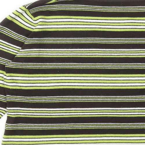 Precis Womens Green Round Neck Striped Viscose Pullover Jumper Size M
