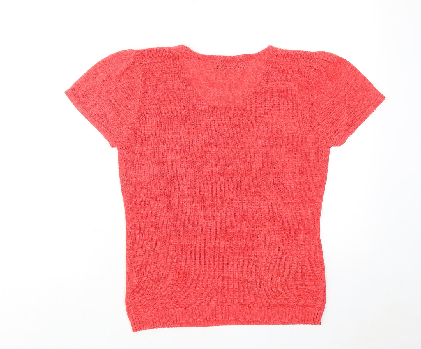 Saloos Womens Pink Round Neck Polyester Pullover Jumper Size M - Flower Detail