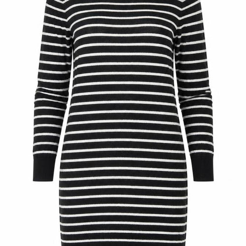 French Connection Womens Black Striped Cotton Jumper Dress Size 10 Round Neck Pullover