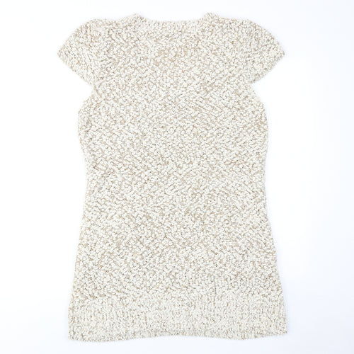 Caroline Morgan Womens Beige Acrylic Jumper Dress Size 16 Round Neck Pullover