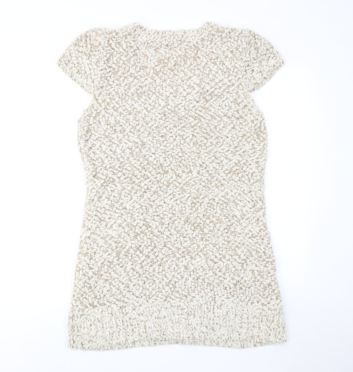 Caroline Morgan Womens Beige Acrylic Jumper Dress Size 16 Round Neck Pullover