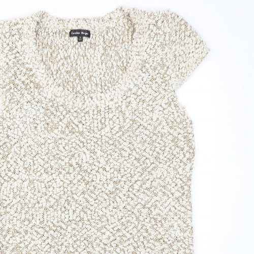 Caroline Morgan Womens Beige Acrylic Jumper Dress Size 16 Round Neck Pullover
