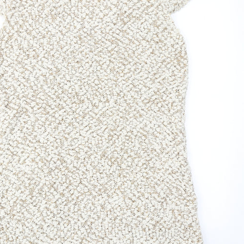 Caroline Morgan Womens Beige Acrylic Jumper Dress Size 16 Round Neck Pullover