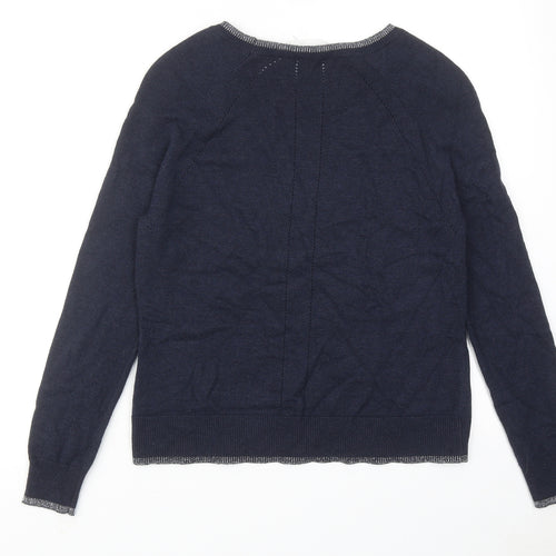White Label Womens Blue Round Neck Viscose Pullover Jumper Size 8
