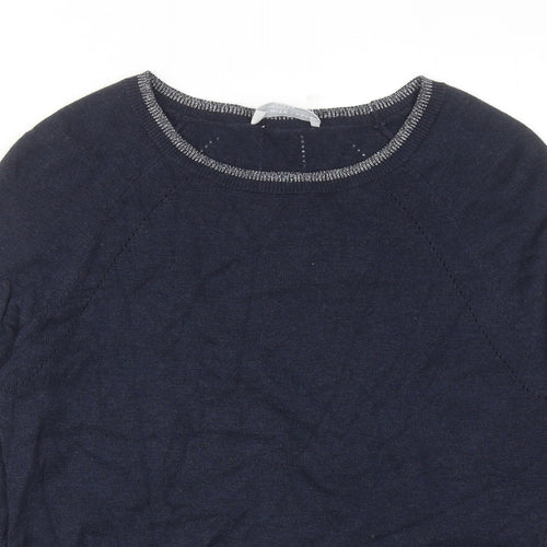 White Label Womens Blue Round Neck Viscose Pullover Jumper Size 8