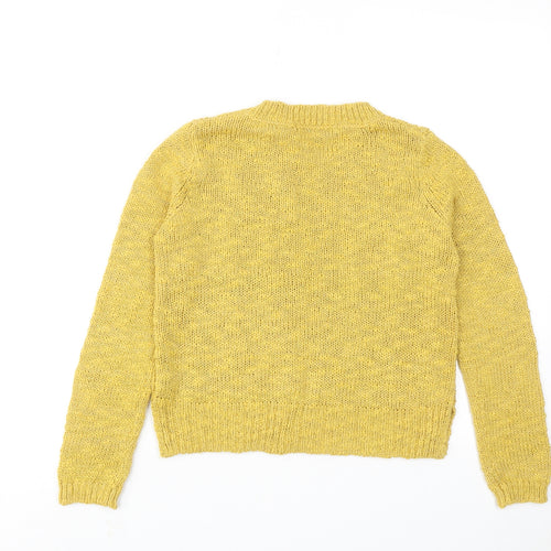 FOREVER 21 Womens Yellow Round Neck Acrylic Pullover Jumper Size S