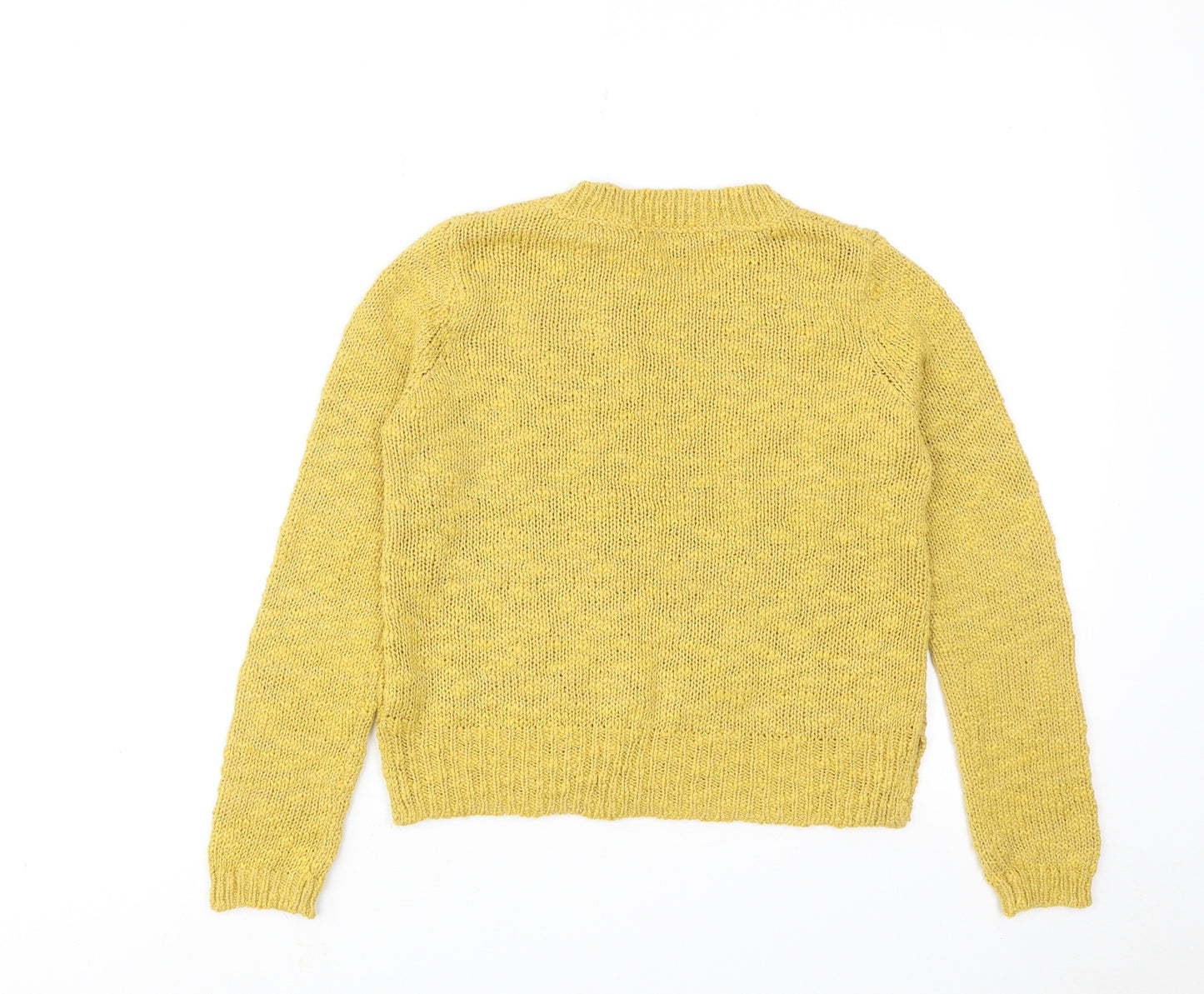 FOREVER 21 Womens Yellow Round Neck Acrylic Pullover Jumper Size S