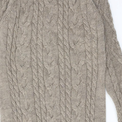 Woolovers Womens Brown High Neck Wool Cardigan Jumper Size L