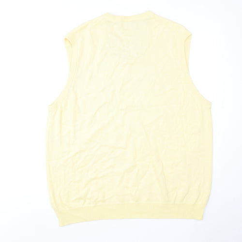 Marks and Spencer Mens Yellow V-Neck Acrylic Vest Jumper Size XL Sleeveless
