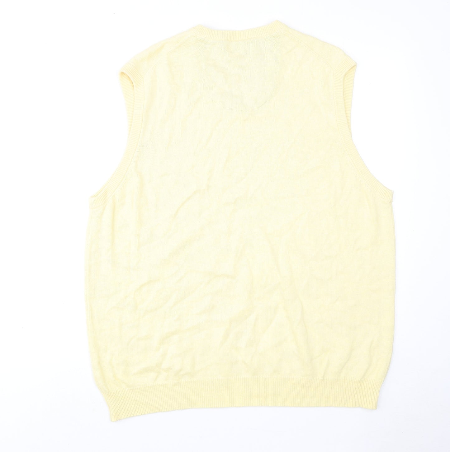 Marks and Spencer Mens Yellow V-Neck Acrylic Vest Jumper Size XL Sleeveless