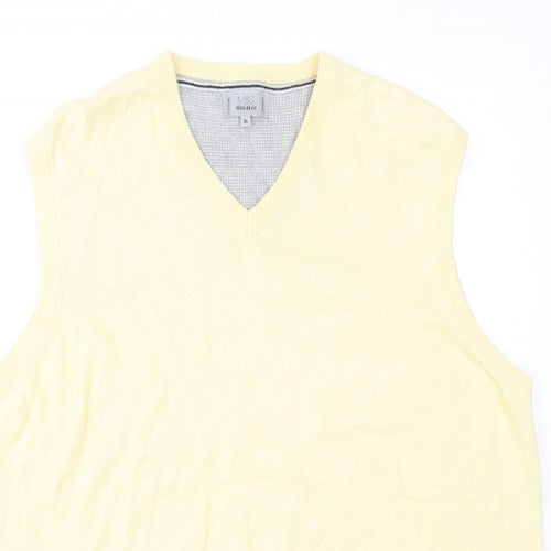 Marks and Spencer Mens Yellow V-Neck Acrylic Vest Jumper Size XL Sleeveless