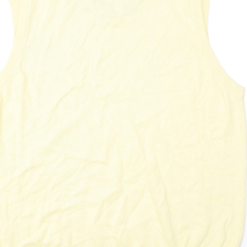 Marks and Spencer Mens Yellow V-Neck Acrylic Vest Jumper Size XL Sleeveless