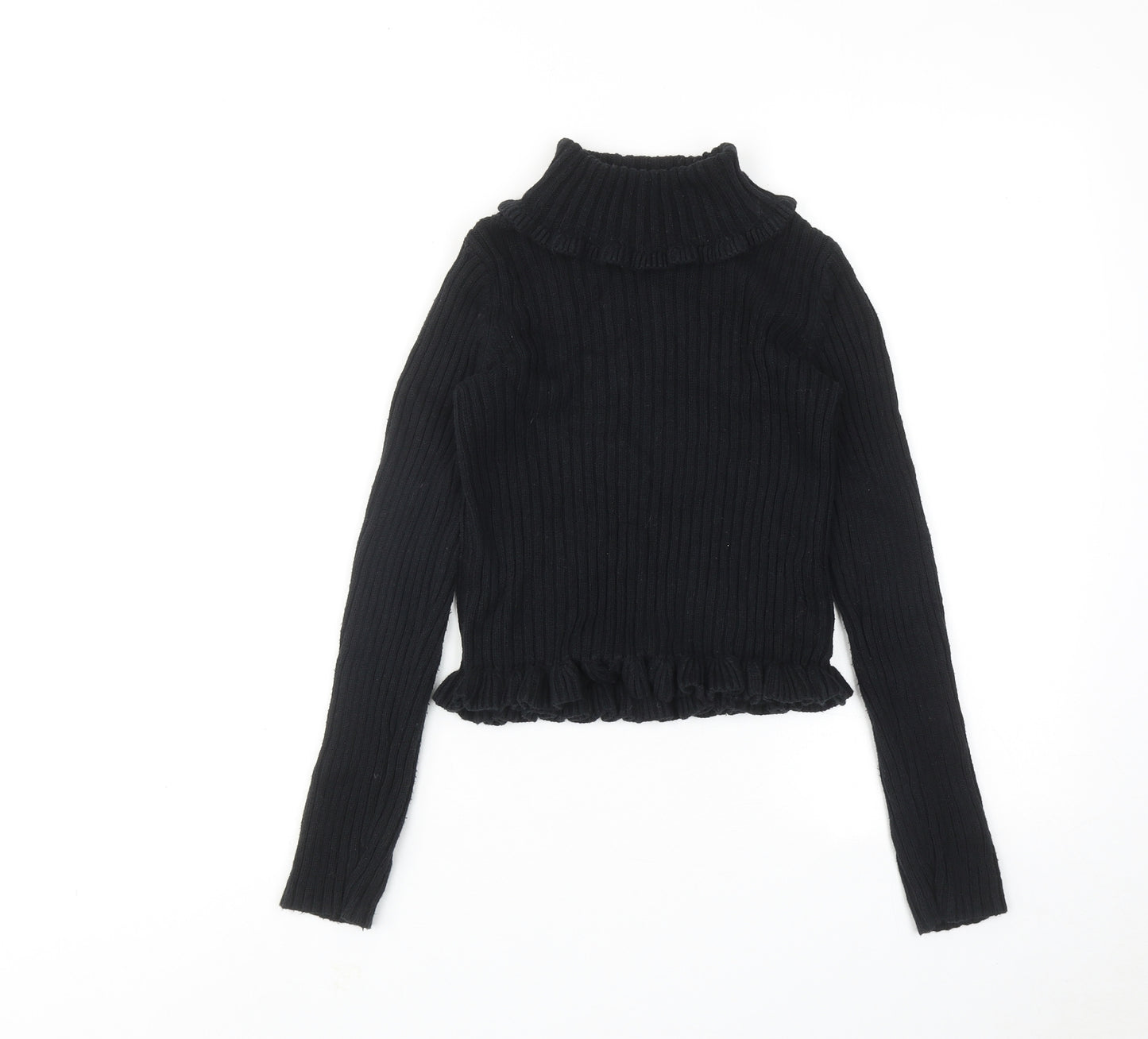 Rachel Zoe Girls Black Roll Neck Acrylic Pullover Jumper Size 7-8 Years Pullover