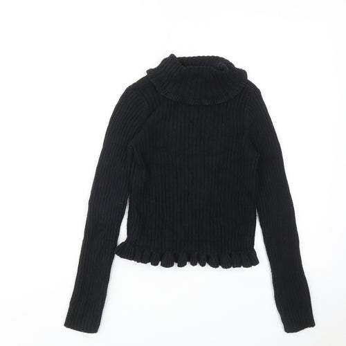 Rachel Zoe Girls Black Roll Neck Acrylic Pullover Jumper Size 7-8 Years Pullover