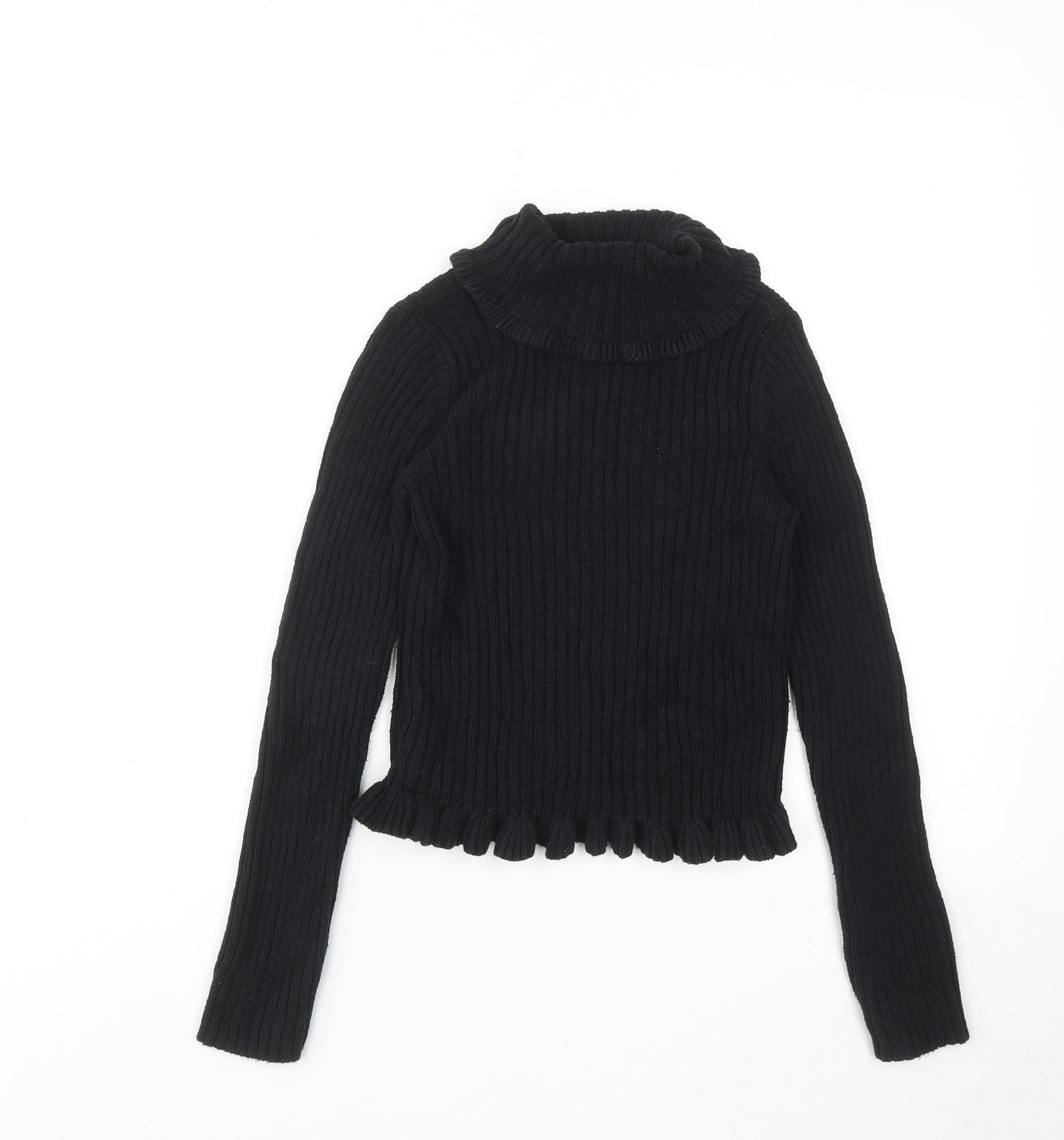 Rachel Zoe Girls Black Roll Neck Acrylic Pullover Jumper Size 7-8 Years Pullover