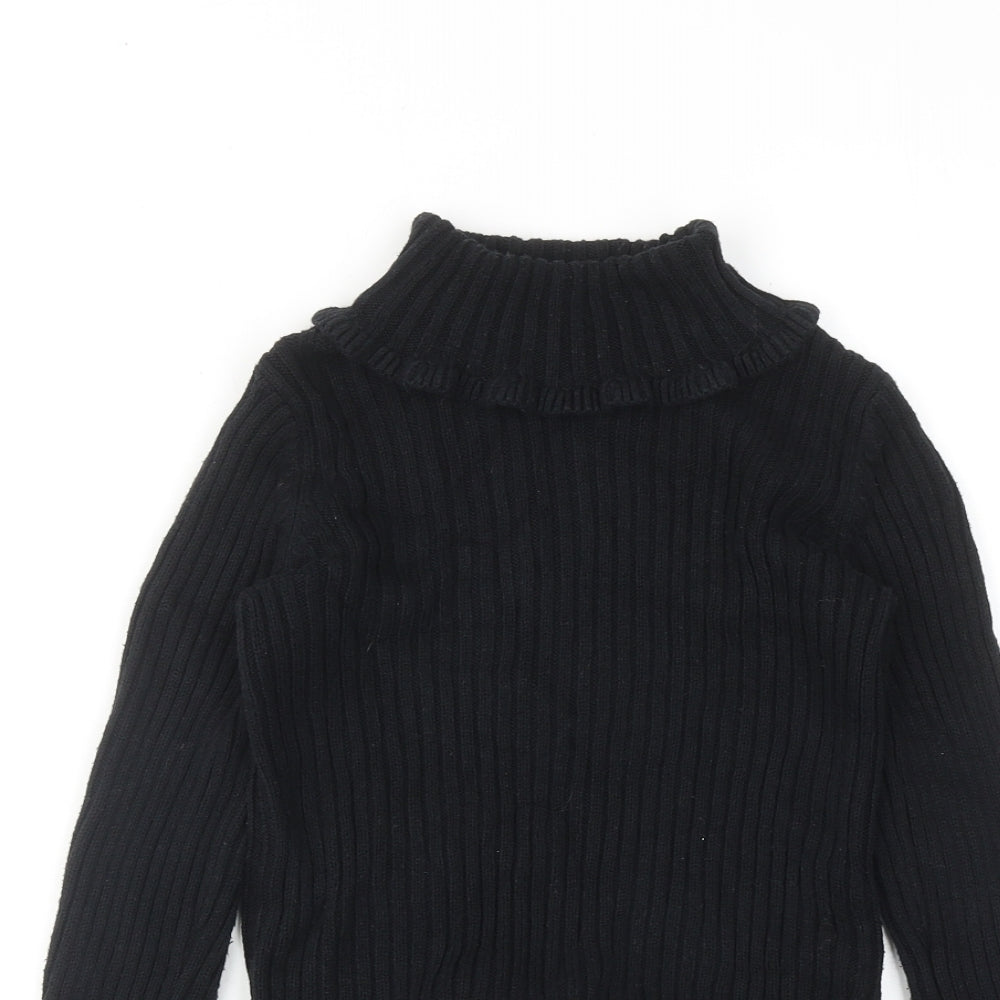 Rachel Zoe Girls Black Roll Neck Acrylic Pullover Jumper Size 7-8 Years Pullover