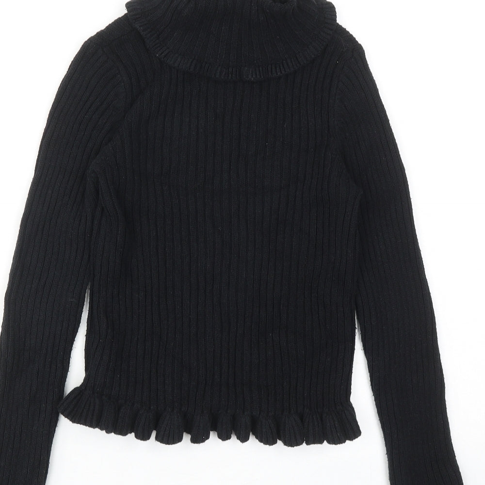 Rachel Zoe Girls Black Roll Neck Acrylic Pullover Jumper Size 7-8 Years Pullover