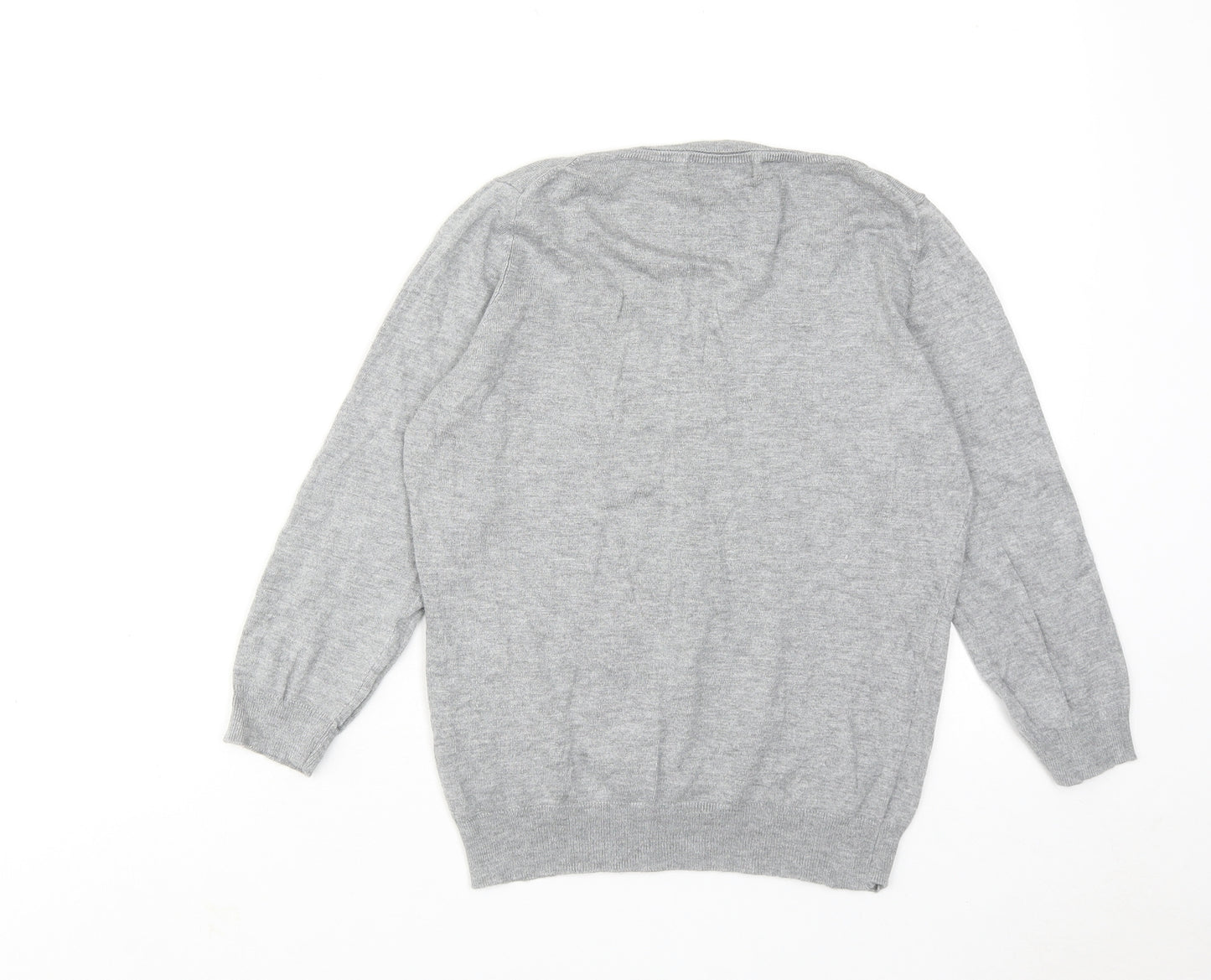 Marks and Spencer Womens Grey Scoop Neck Viscose Pullover Jumper Size 10