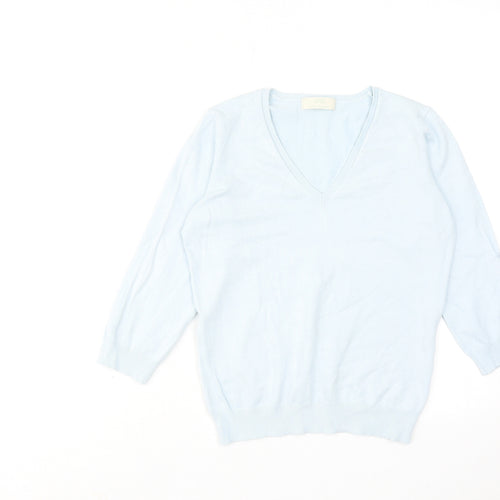 Marks and Spencer Womens Blue V-Neck Viscose Pullover Jumper Size 12