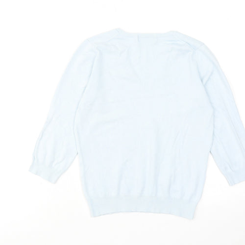 Marks and Spencer Womens Blue V-Neck Viscose Pullover Jumper Size 12