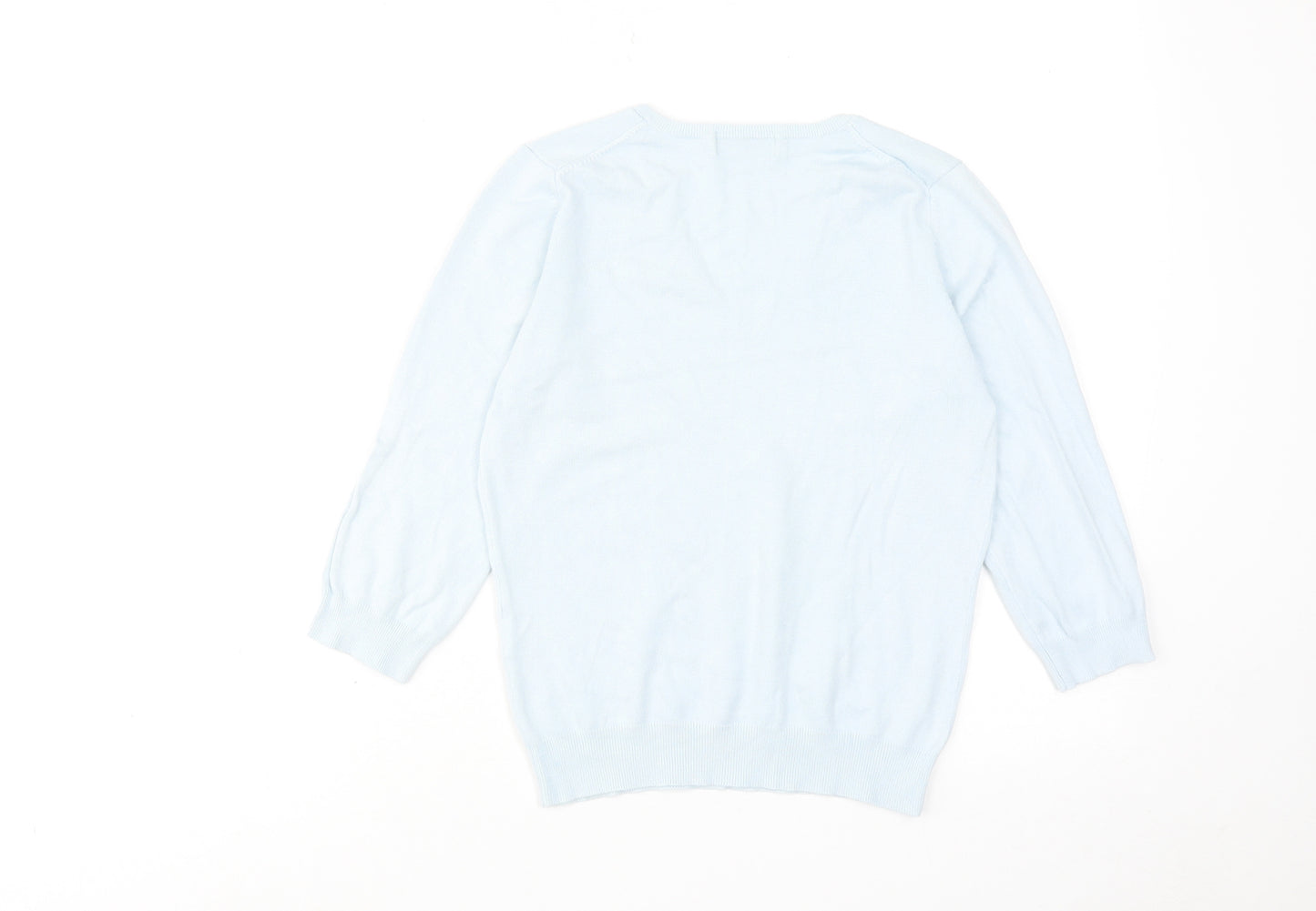 Marks and Spencer Womens Blue V-Neck Viscose Pullover Jumper Size 12